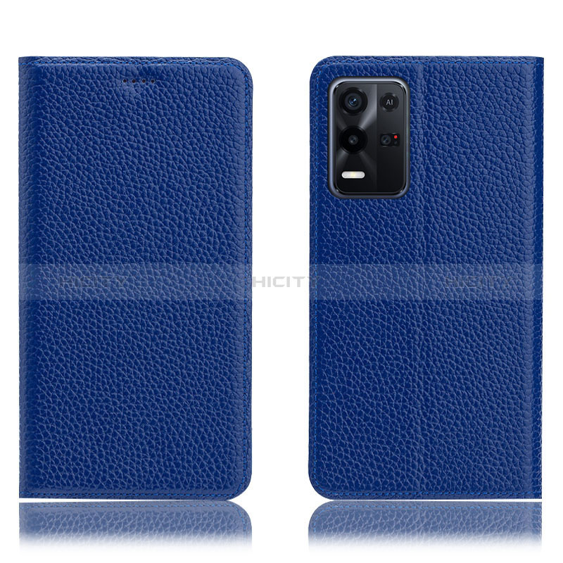 Coque Portefeuille Livre Cuir Etui Clapet H02P pour Oppo K9X 5G Bleu Plus