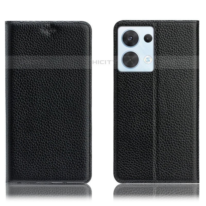 Coque Portefeuille Livre Cuir Etui Clapet H02P pour Oppo Reno8 5G Noir Plus