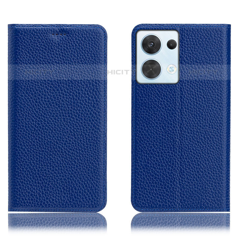 Coque Portefeuille Livre Cuir Etui Clapet H02P pour Oppo Reno9 5G Bleu Plus