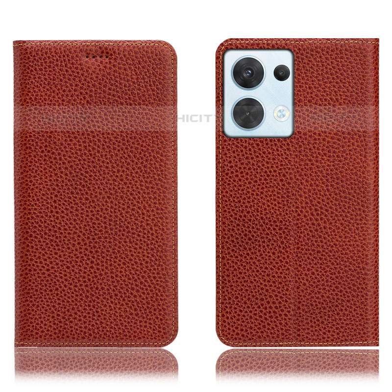 Coque Portefeuille Livre Cuir Etui Clapet H02P pour Oppo Reno9 Pro 5G Marron Plus