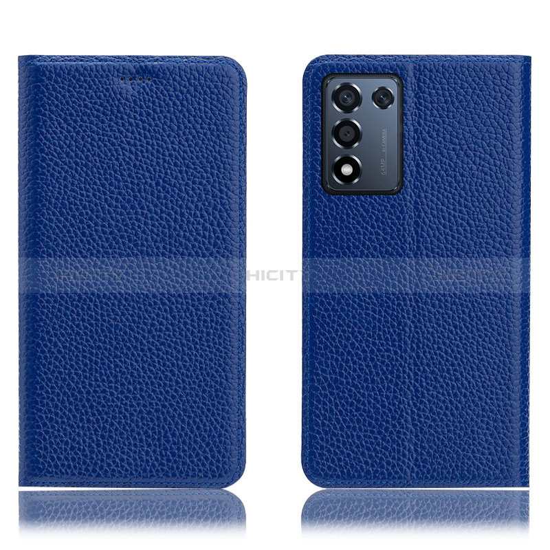 Coque Portefeuille Livre Cuir Etui Clapet H02P pour Realme Q3s 5G Bleu Plus