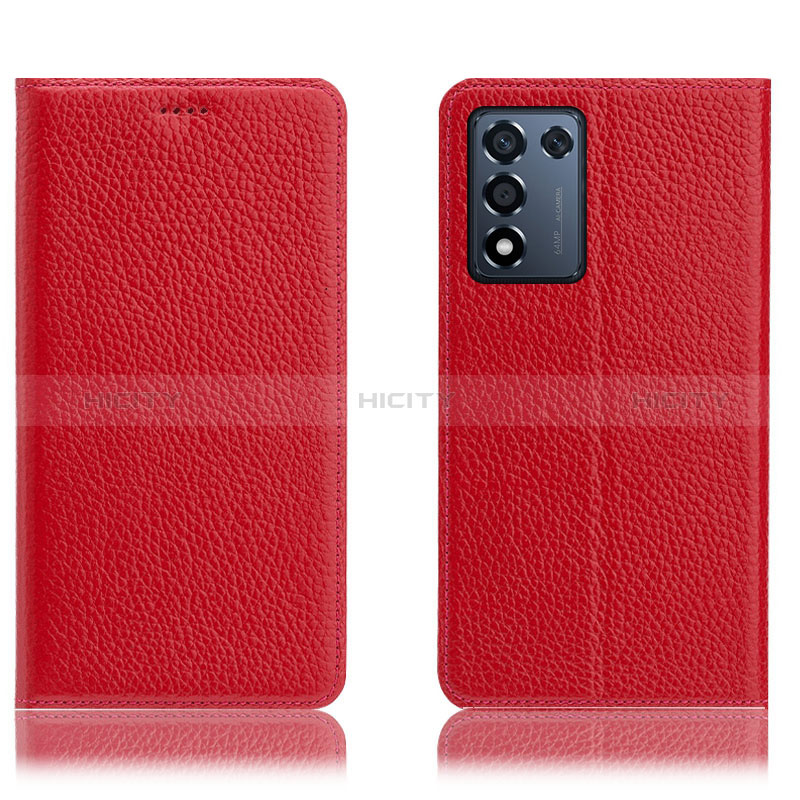 Coque Portefeuille Livre Cuir Etui Clapet H02P pour Realme Q3s 5G Rouge Plus