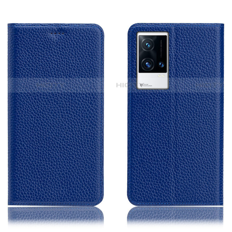 Coque Portefeuille Livre Cuir Etui Clapet H02P pour Vivo iQOO 8 5G Bleu Plus