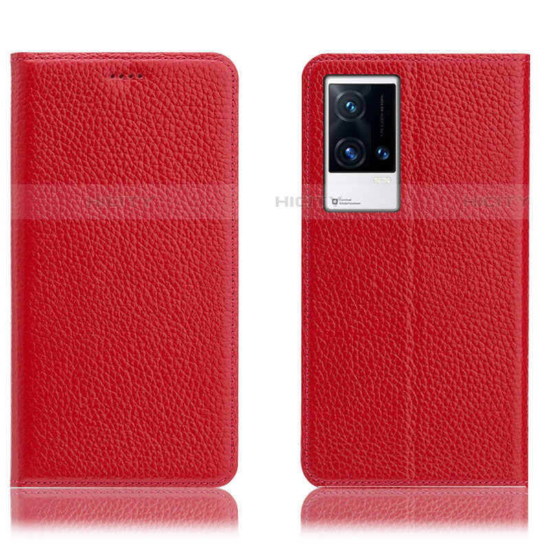 Coque Portefeuille Livre Cuir Etui Clapet H02P pour Vivo iQOO 8 5G Rouge Plus