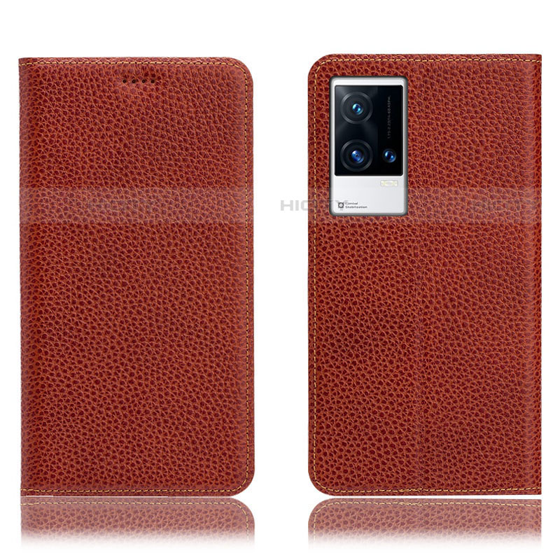 Coque Portefeuille Livre Cuir Etui Clapet H02P pour Vivo iQOO 8 Pro 5G Marron Plus