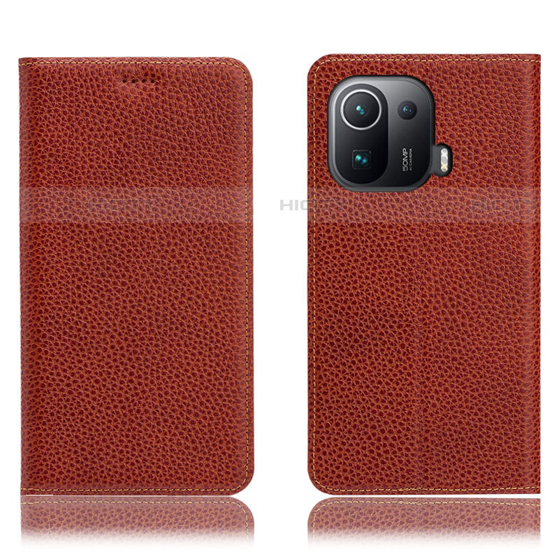 Coque Portefeuille Livre Cuir Etui Clapet H02P pour Xiaomi Mi 11 Pro 5G Marron Plus