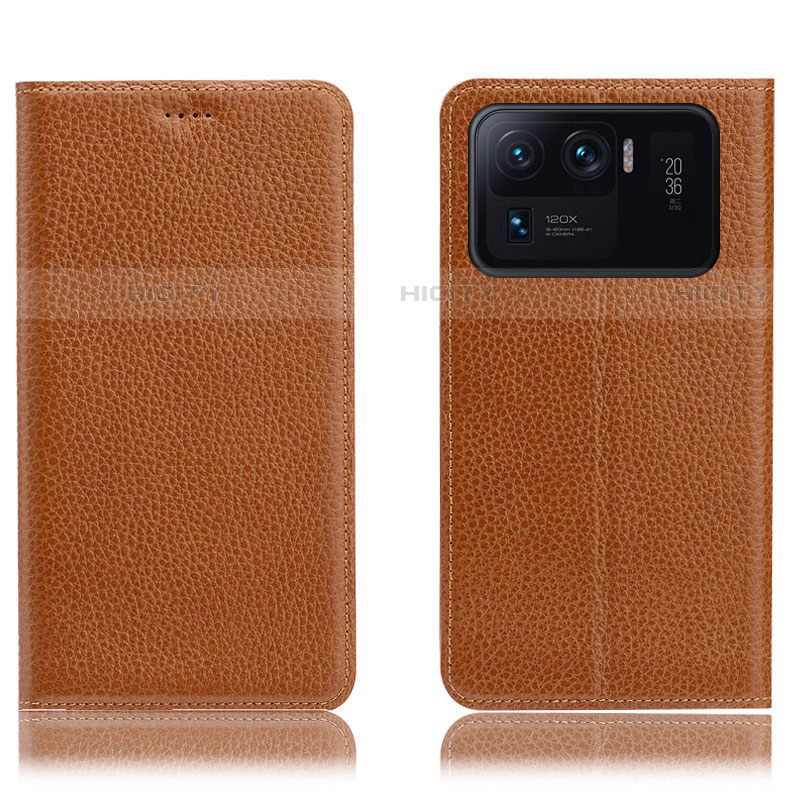 Coque Portefeuille Livre Cuir Etui Clapet H02P pour Xiaomi Mi 11 Ultra 5G Brun Clair Plus