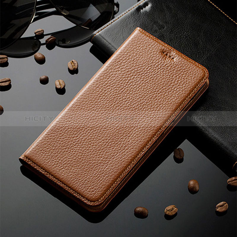 Coque Portefeuille Livre Cuir Etui Clapet H02P pour Xiaomi Redmi Note 11T Pro 5G Brun Clair Plus