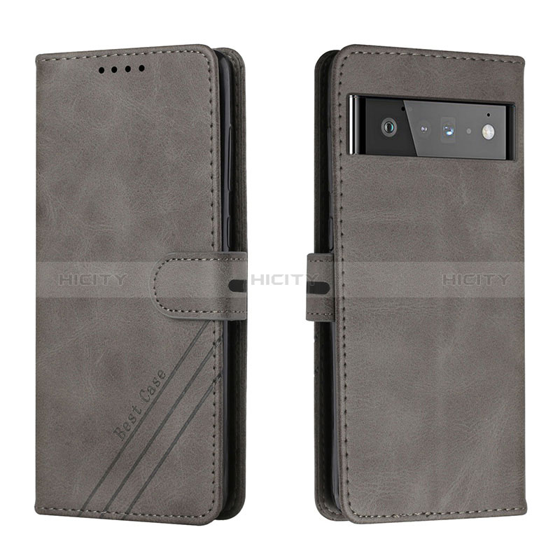 Coque Portefeuille Livre Cuir Etui Clapet H02X pour Google Pixel 6 5G Gris Plus