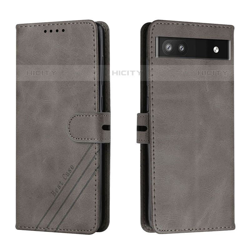 Coque Portefeuille Livre Cuir Etui Clapet H02X pour Google Pixel 6a 5G Gris Plus