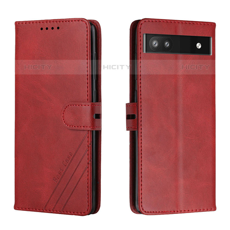 Coque Portefeuille Livre Cuir Etui Clapet H02X pour Google Pixel 6a 5G Rouge Plus