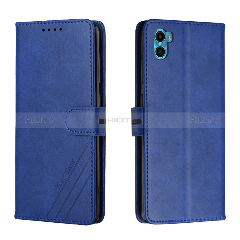 Coque Portefeuille Livre Cuir Etui Clapet H02X pour Motorola Moto E22S Bleu Plus