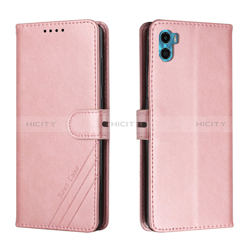 Coque Portefeuille Livre Cuir Etui Clapet H02X pour Motorola Moto E22S Or Rose Plus