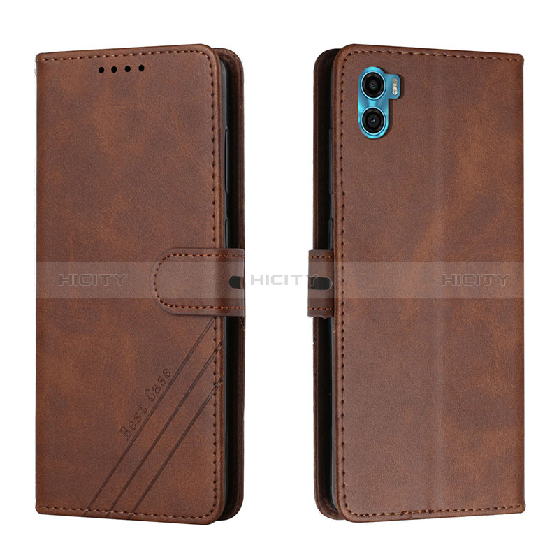 Coque Portefeuille Livre Cuir Etui Clapet H02X pour Motorola Moto E32 India Marron Plus