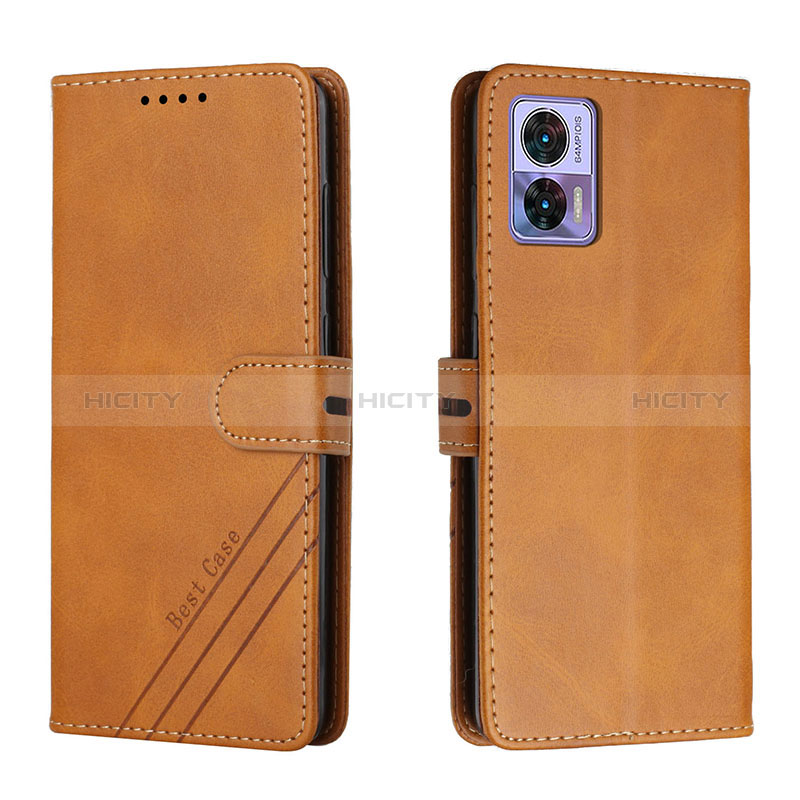 Coque Portefeuille Livre Cuir Etui Clapet H02X pour Motorola Moto Edge 30 Neo 5G Brun Clair Plus