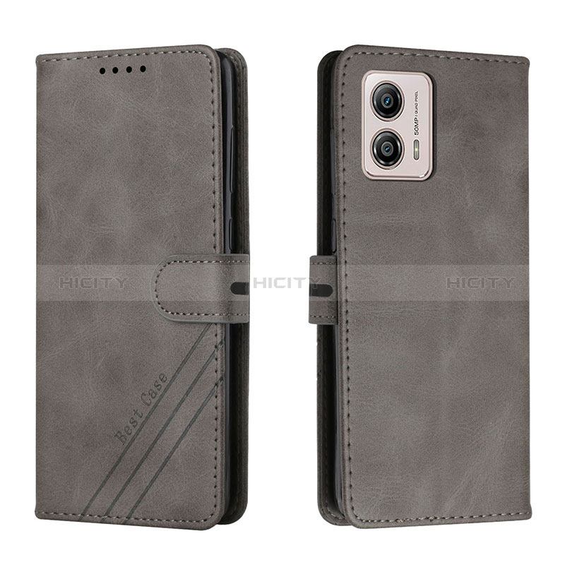 Coque Portefeuille Livre Cuir Etui Clapet H02X pour Motorola Moto G53j 5G Gris Plus