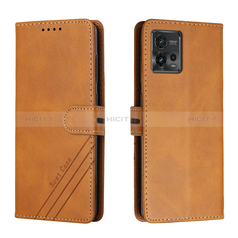 Coque Portefeuille Livre Cuir Etui Clapet H02X pour Motorola Moto G72 Brun Clair Plus