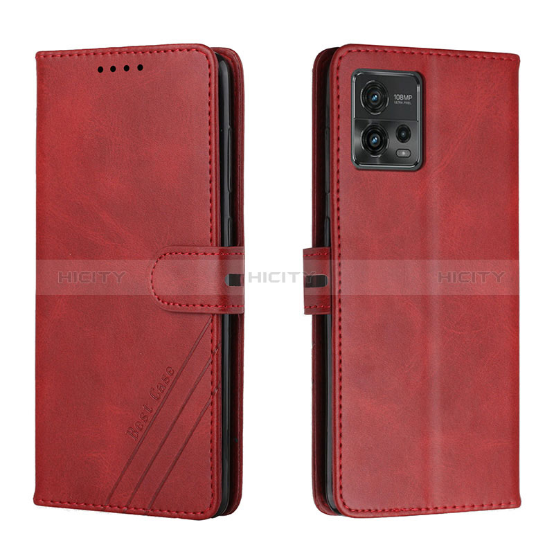 Coque Portefeuille Livre Cuir Etui Clapet H02X pour Motorola Moto G72 Rouge Plus