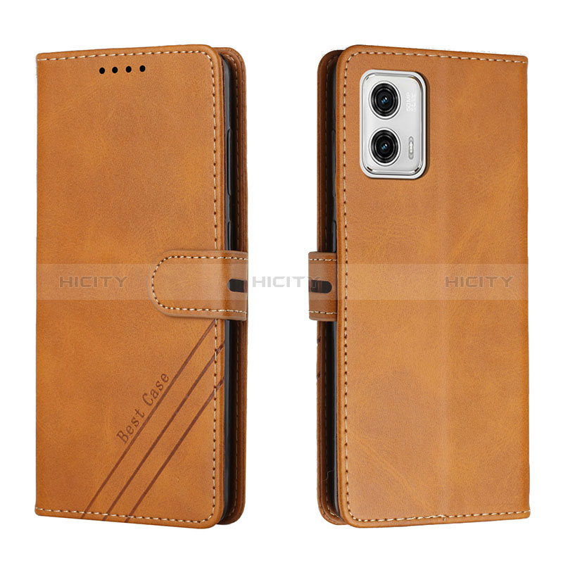 Coque Portefeuille Livre Cuir Etui Clapet H02X pour Motorola Moto G73 5G Brun Clair Plus