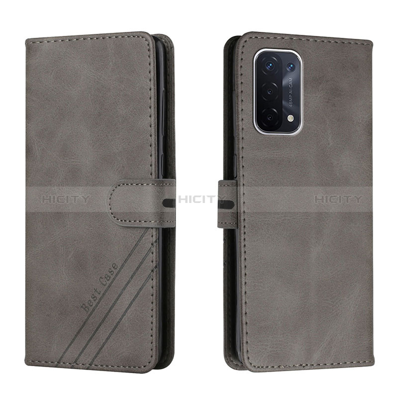 Coque Portefeuille Livre Cuir Etui Clapet H02X pour Oppo A54 5G Gris Plus