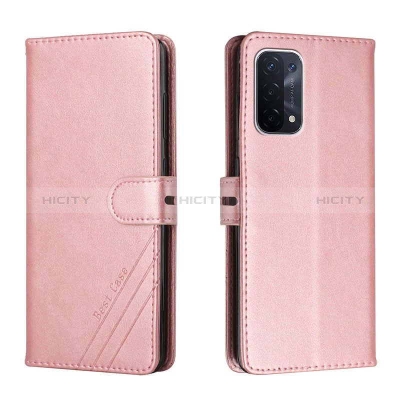 Coque Portefeuille Livre Cuir Etui Clapet H02X pour Oppo A54 5G Or Rose Plus