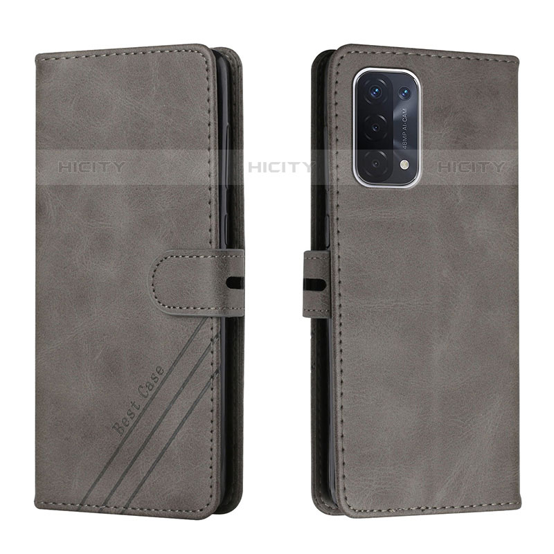 Coque Portefeuille Livre Cuir Etui Clapet H02X pour Oppo A93 5G Gris Plus