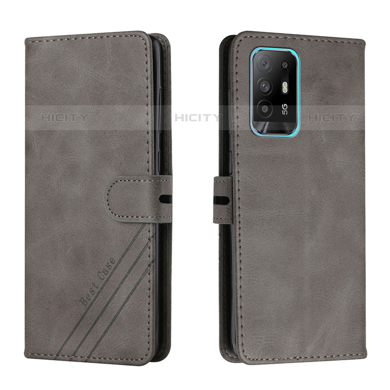 Coque Portefeuille Livre Cuir Etui Clapet H02X pour Oppo A95 5G Gris Plus