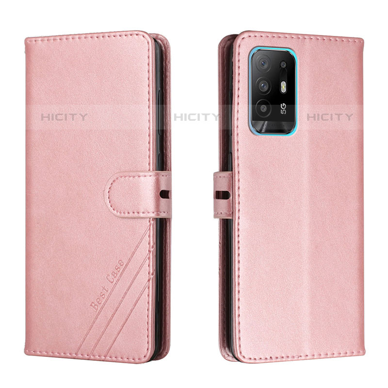 Coque Portefeuille Livre Cuir Etui Clapet H02X pour Oppo A95 5G Or Rose Plus