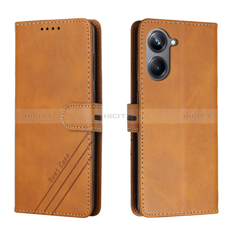 Coque Portefeuille Livre Cuir Etui Clapet H02X pour Realme 10 Pro 5G Brun Clair Plus