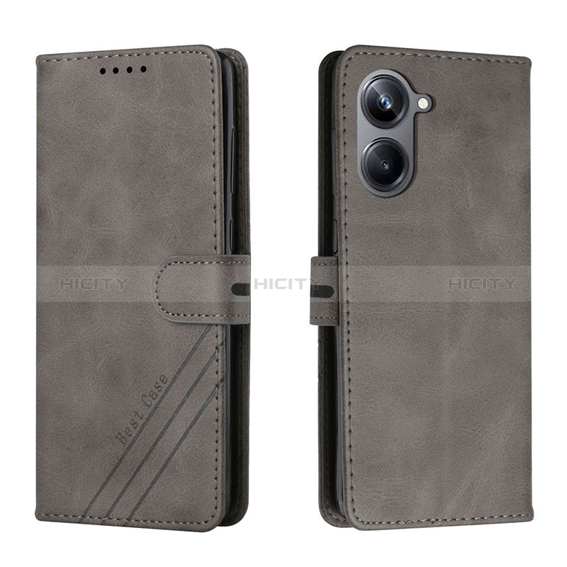 Coque Portefeuille Livre Cuir Etui Clapet H02X pour Realme 10 Pro 5G Gris Plus