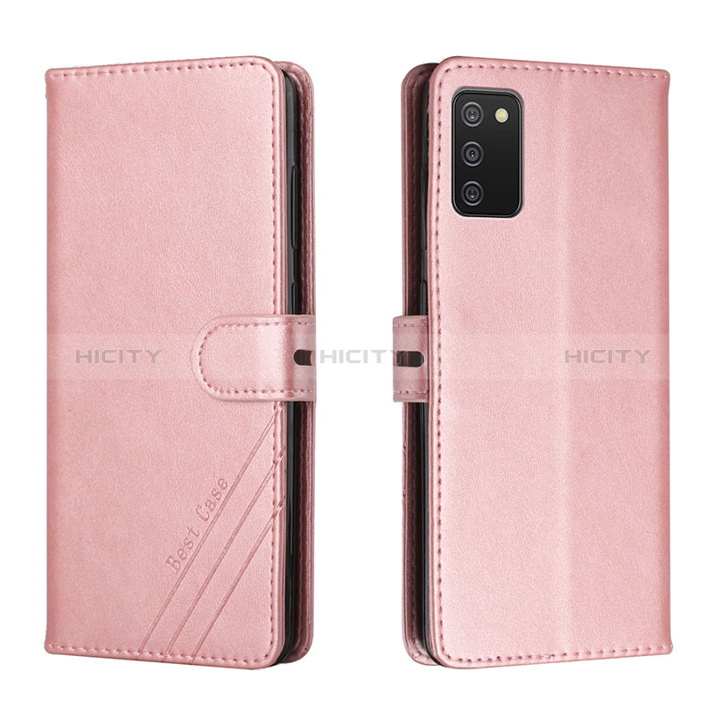 Coque Portefeuille Livre Cuir Etui Clapet H02X pour Samsung Galaxy A02s Or Rose Plus