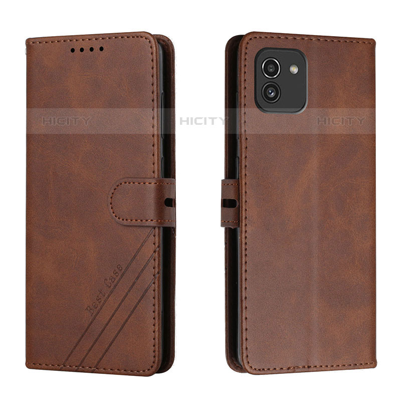 Coque Portefeuille Livre Cuir Etui Clapet H02X pour Samsung Galaxy A03 Marron Plus