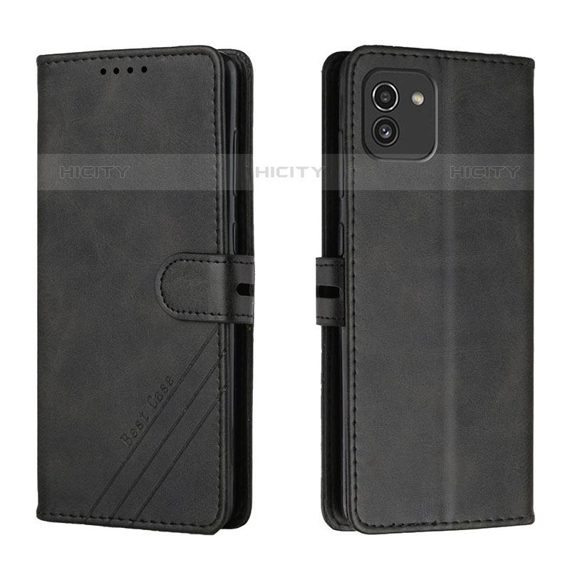 Coque Portefeuille Livre Cuir Etui Clapet H02X pour Samsung Galaxy A03 Noir Plus