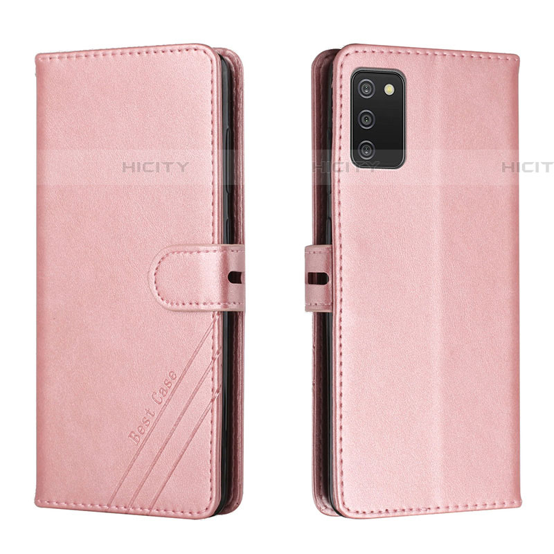 Coque Portefeuille Livre Cuir Etui Clapet H02X pour Samsung Galaxy A03s Or Rose Plus