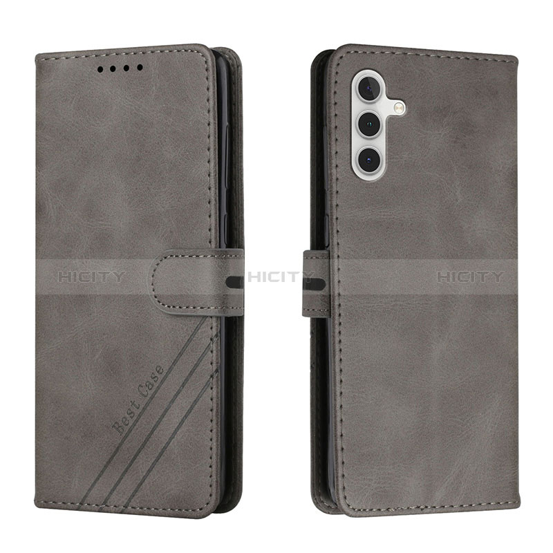 Coque Portefeuille Livre Cuir Etui Clapet H02X pour Samsung Galaxy A04s Gris Plus