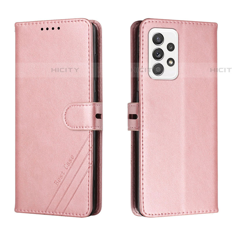 Coque Portefeuille Livre Cuir Etui Clapet H02X pour Samsung Galaxy A53 5G Or Rose Plus