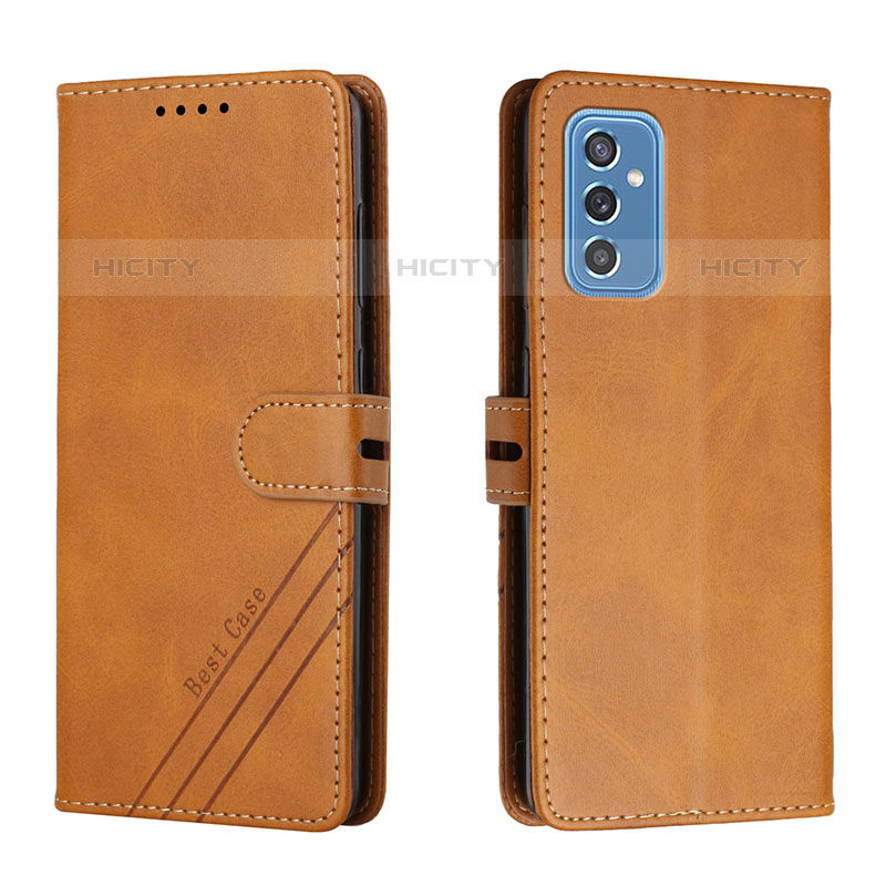 Coque Portefeuille Livre Cuir Etui Clapet H02X pour Samsung Galaxy M52 5G Brun Clair Plus