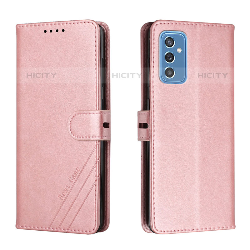 Coque Portefeuille Livre Cuir Etui Clapet H02X pour Samsung Galaxy M52 5G Or Rose Plus