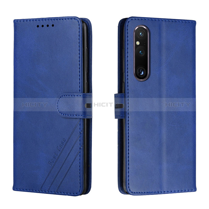 Coque Portefeuille Livre Cuir Etui Clapet H02X pour Sony Xperia 1 V Bleu Plus