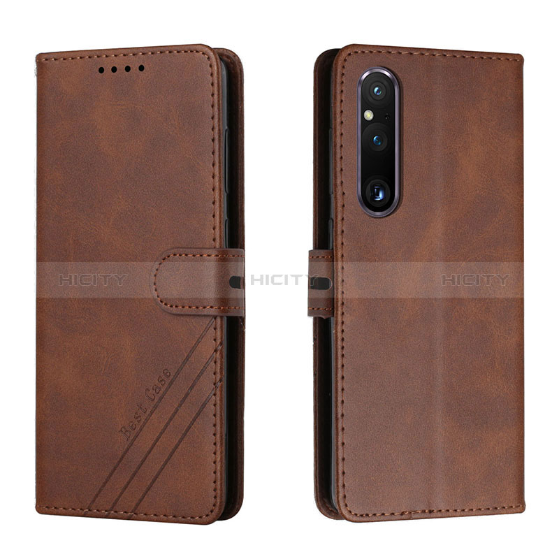 Coque Portefeuille Livre Cuir Etui Clapet H02X pour Sony Xperia 1 V Marron Plus