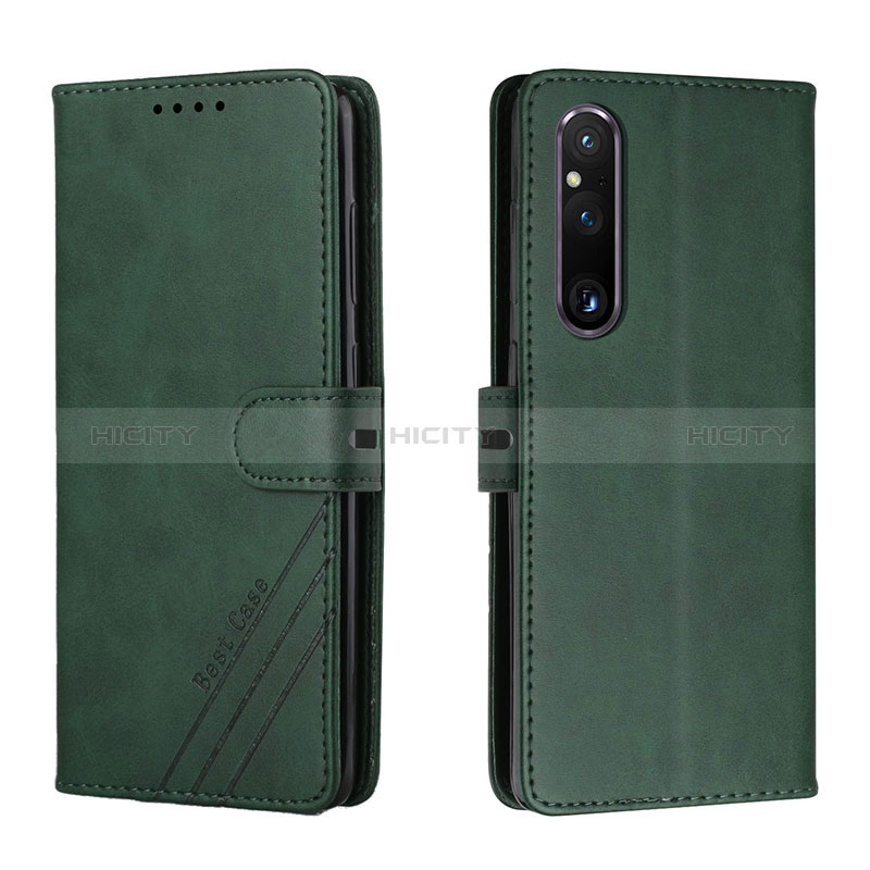 Coque Portefeuille Livre Cuir Etui Clapet H02X pour Sony Xperia 1 V Vert Plus