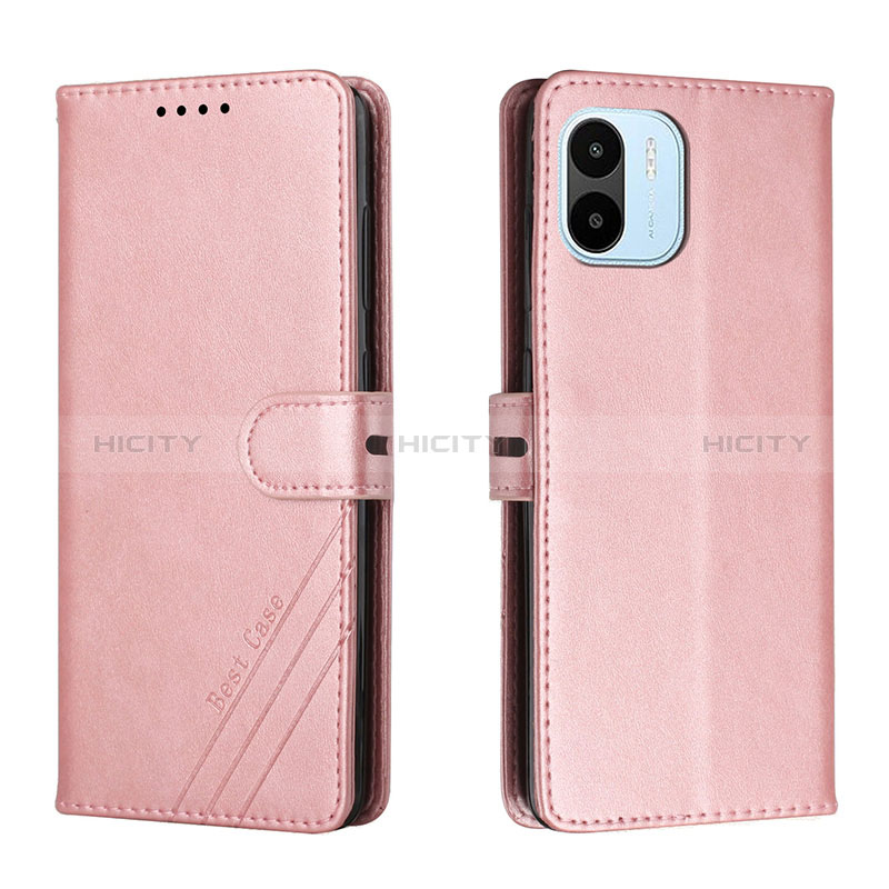 Coque Portefeuille Livre Cuir Etui Clapet H02X pour Xiaomi Poco C50 Or Rose Plus