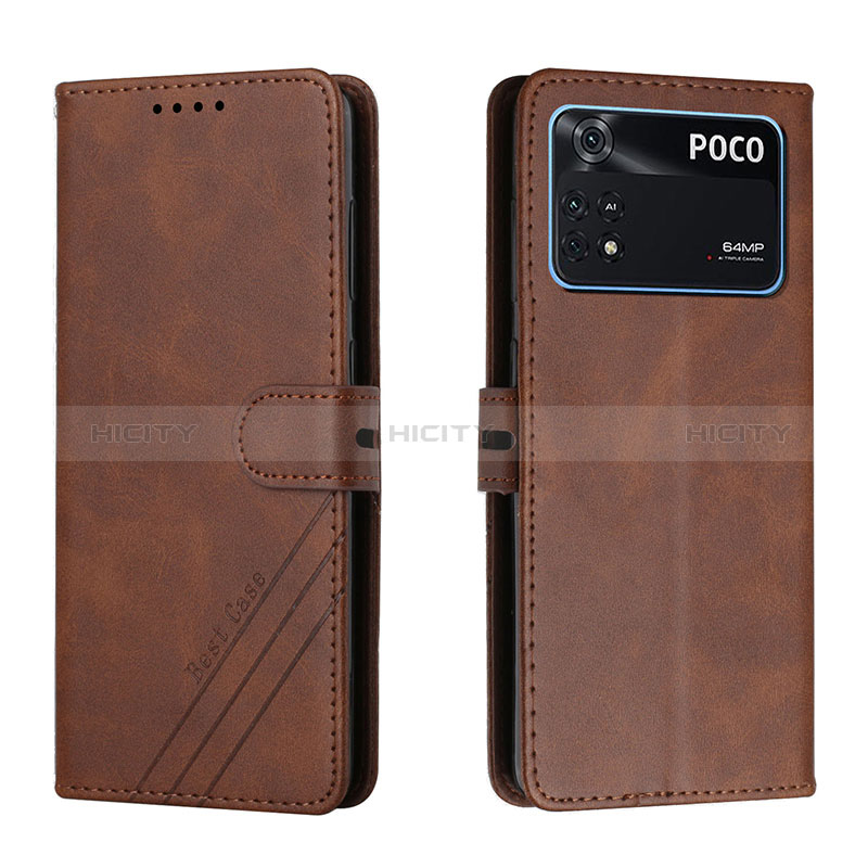 Coque Portefeuille Livre Cuir Etui Clapet H02X pour Xiaomi Poco M4 Pro 4G Marron Plus