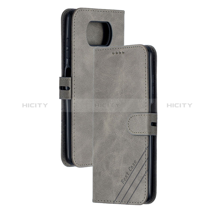 Coque Portefeuille Livre Cuir Etui Clapet H02X pour Xiaomi Poco X3 NFC Gris Plus