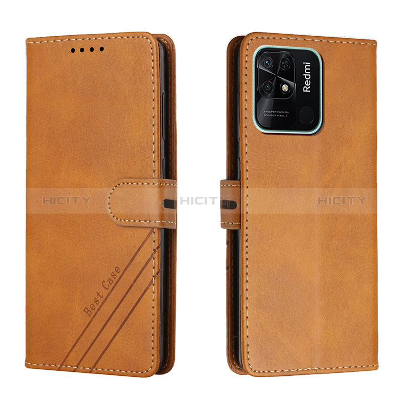 Coque Portefeuille Livre Cuir Etui Clapet H02X pour Xiaomi Redmi 10C 4G Brun Clair Plus