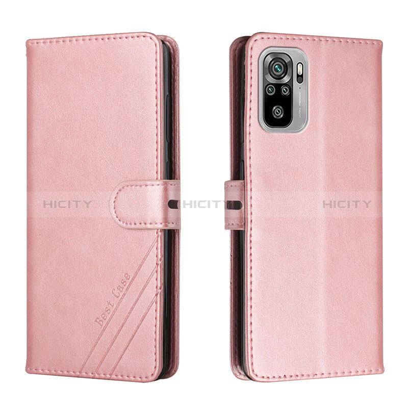 Coque Portefeuille Livre Cuir Etui Clapet H02X pour Xiaomi Redmi Note 10S 4G Or Rose Plus