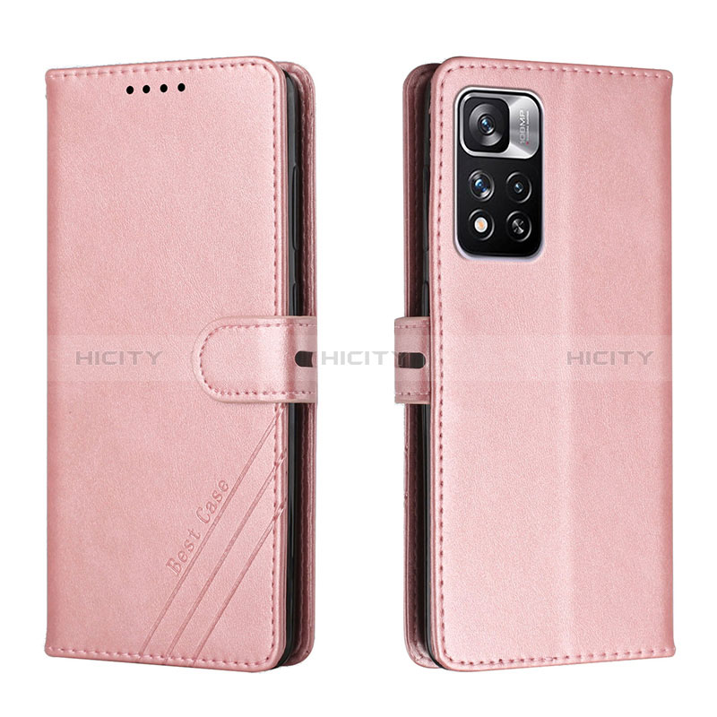 Coque Portefeuille Livre Cuir Etui Clapet H02X pour Xiaomi Redmi Note 11 Pro+ Plus 5G Or Rose Plus