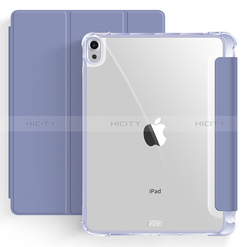 Coque Portefeuille Livre Cuir Etui Clapet H03 pour Apple iPad Air 5 10.9 (2022) Gris Lavende Plus