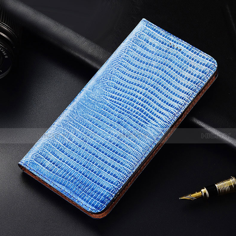 Coque Portefeuille Livre Cuir Etui Clapet H03 pour Apple iPhone 14 Bleu Ciel Plus