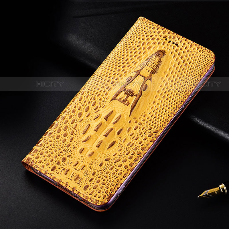 Coque Portefeuille Livre Cuir Etui Clapet H03P pour Motorola Moto Edge 20 Lite 5G Jaune Plus